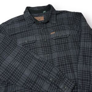 Orvis Flannel Shacket Mens XL Gray Plaid Heavy Cotton Button Outdoor Lodge Camp